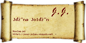 Jóna Jolán névjegykártya